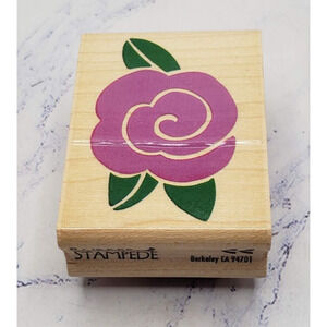Small Drawn Rose Flower Rubber Stampede Wood Mounted Stamp Rosehead A2235D